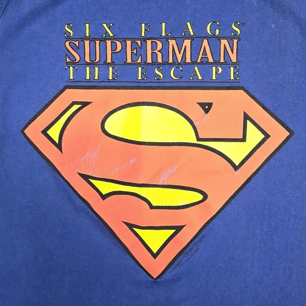 Vintage Six Flags Superman The Escape Tank Top Shirt Large 90s Vtg DC Comics - Picture 3 of 11